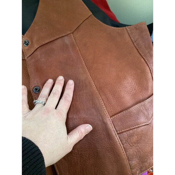 Fox Creek Leather Men's Size 6XL Button-Up Lined Sleeveless Leather Riding Vest - Picture 7 of 13